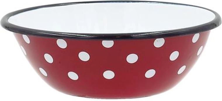 Cuenco esmaltado con lunares de 16 cm, rojo