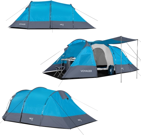 Amplio avance con toldo para un camping cómodo