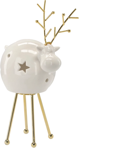 Portavelas navideño reno dorado 22,3 cm – set de 2 uds.