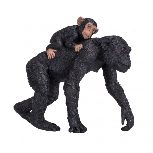 Figura de chimpancé con cría – animal realista para niños y coleccionistas