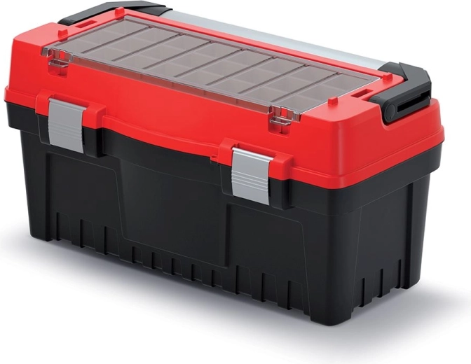 Maletín para herramientas KISTENBERG EVO con asa y cierres metálicos, 594 × 288 × 308 mm, rojo