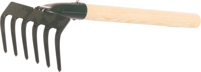Rastrillo de mano profesional con mango de 27 cm (6 púas)