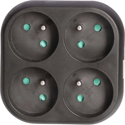 Solight regleta de cuatro tomas 16 A negra