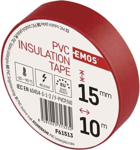 Cinta aislante de PVC 15 mm × 10 m roja