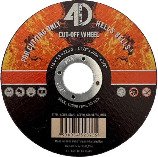 Disco de corte para acero y acero inoxidable 115 × 1,0 × 22,2 mm