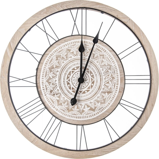 Reloj de pared con motivo de mandala beige 60 cm