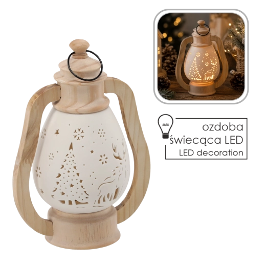 Figura navideña – farol LED de cerámica - 1 pieza