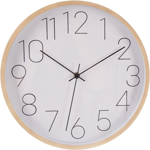 Reloj de pared de plástico UH blanco-beige, diámetro 31 cm