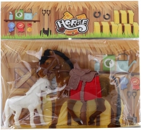 Set de caballitos de plástico y ante