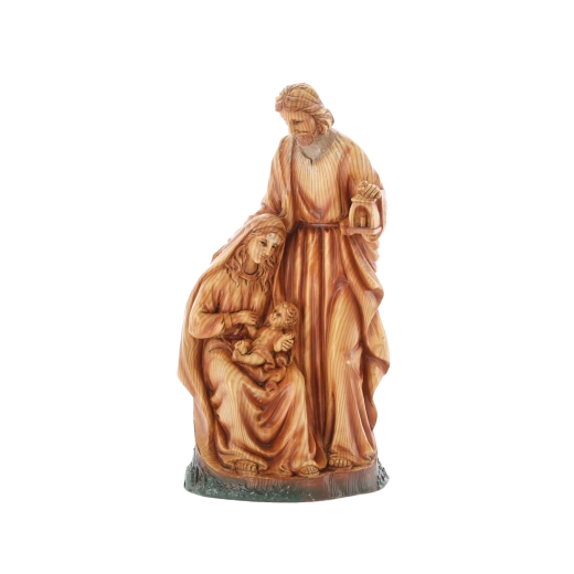 Figura navideña de la Sagrada Familia de poliresina, pintada a mano, 34,5 cm