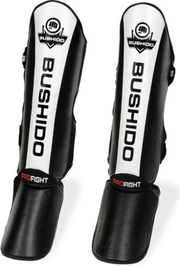 Protectores de espinilla y empeine DBX Bushido Pro Fight – negro-blanco