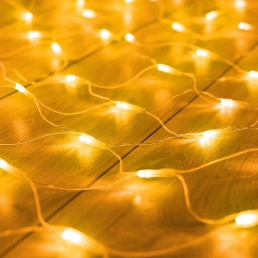Red de luces LED con 100 LED blancos cálidos y mando a distancia, 1,5 × 1,5 m