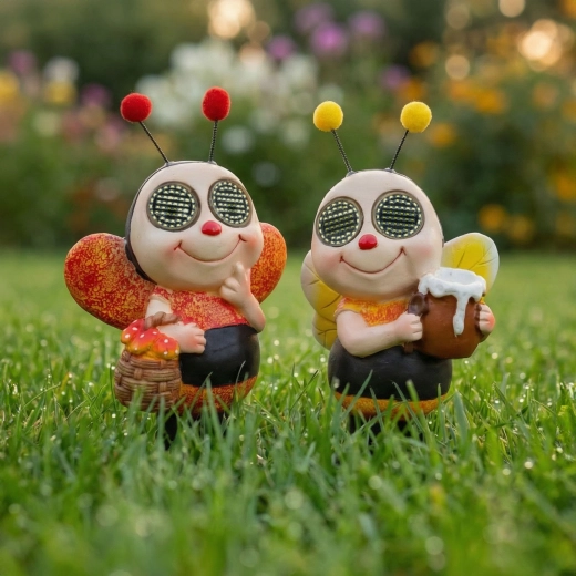 Figura solar de abeja con ojos móviles y 112 LED - 1 unidad