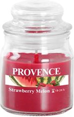 Vela aromática en frasco de vidrio con tapa fresa y melón 70 g