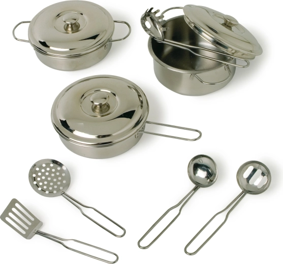Batería de cocina infantil de metal Profi, set de 11 piezas
