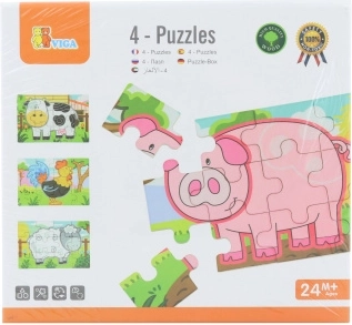 Puzle de madera granja – set de 4 animalitos