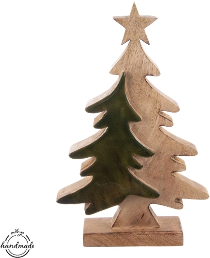Decoración árbol MANGO de madera con elemento esmaltado, 47 cm