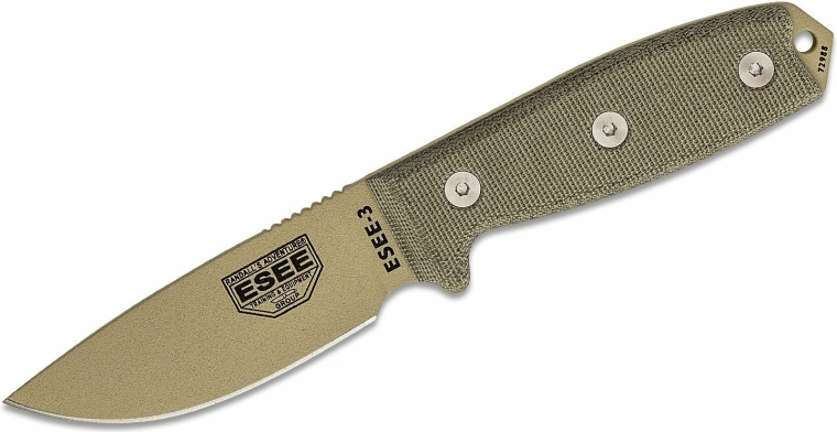 Cuchillo táctico universal 9,8 cm, Desert Tan, Micarta, funda