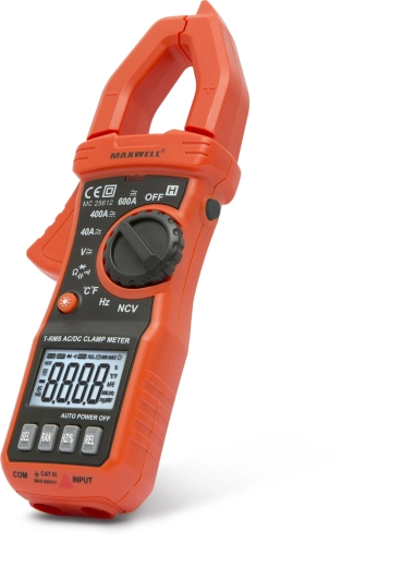 Multímetro digital de pinza Maxwell True RMS de 600 A con luz de trabajo
