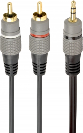 Cable de audio estéreo jack 3,5 mm a 2× RCA, 2,5 m, conectores chapados en oro
