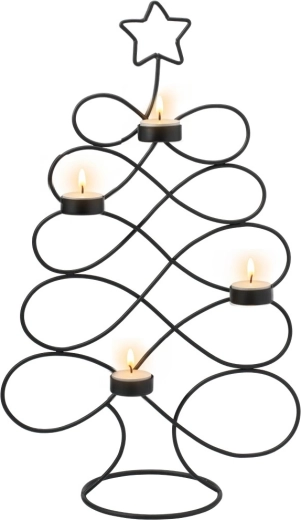 Candelabro metálico negro con forma de árbol de Navidad 49 cm