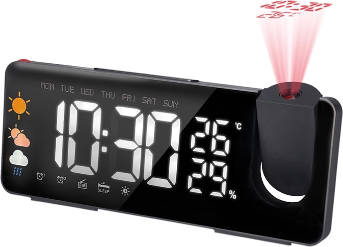 Despertador con proyección Solight con estación meteorológica y radio FM