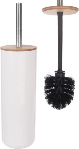 Escobilla de WC de bambú con soporte WHITNEY, blanca, 37 cm