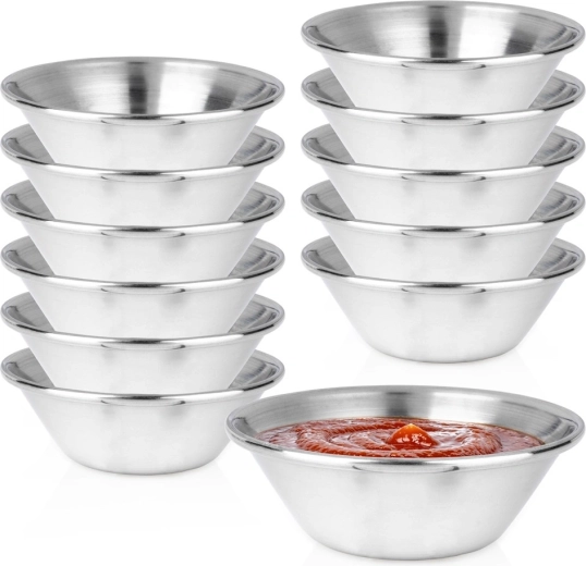 Cuencos de acero inoxidable Vilde para dips y salsas 45 ml, 12 uds