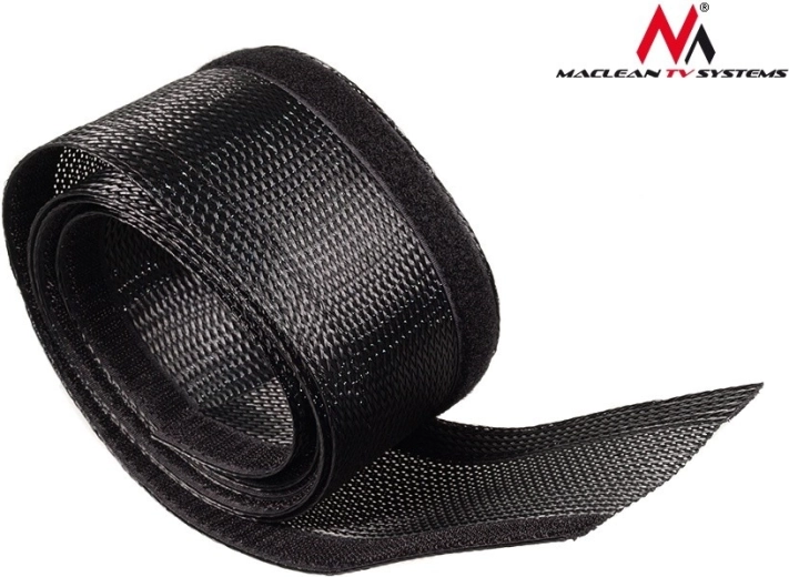 Maclean organizador de cables con cierre de velcro 1,8 m 85 mm negro
