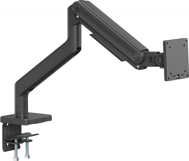 Soporte de escritorio de monitor de un solo brazo con abrazadera y resorte mecánico, 49" / 20 kg, VESA 75x75 y 100x100, negro