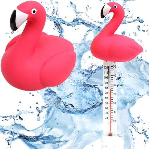 Termómetro flotante para piscina flamenco con cuerda