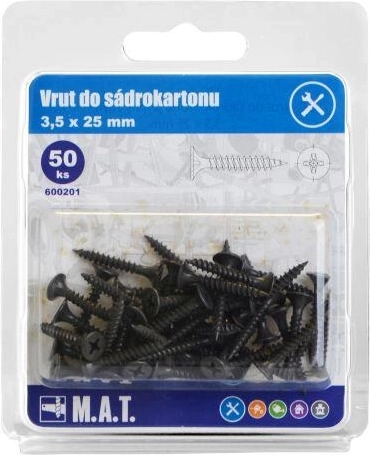 Tornillo para pladur 3,5 × 25 mm, rosca fina, fosfatado (50 uds.)