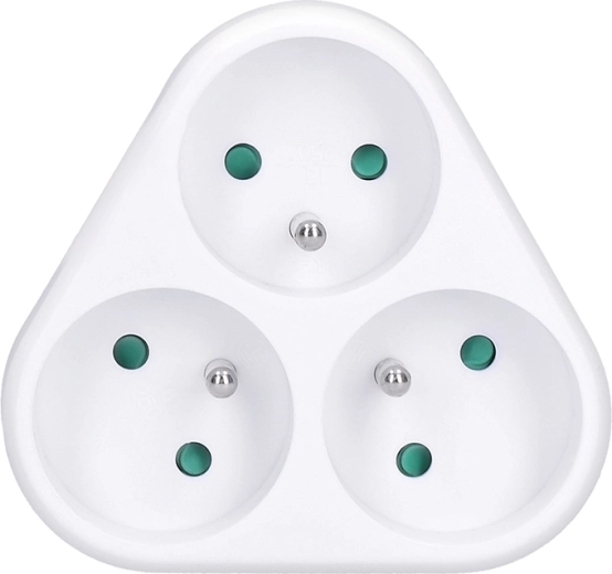 Adaptador de enchufe triangular Solight, 3 × 10 A, blanco
