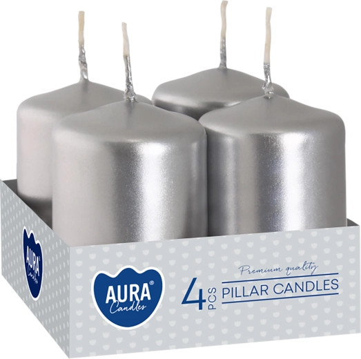 Velas de Adviento plateadas metálicas de 60 × 40 mm - 4 uds.