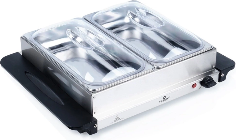 Calentador de bufé eléctrico de acero inoxidable con 2 insertos 200 W