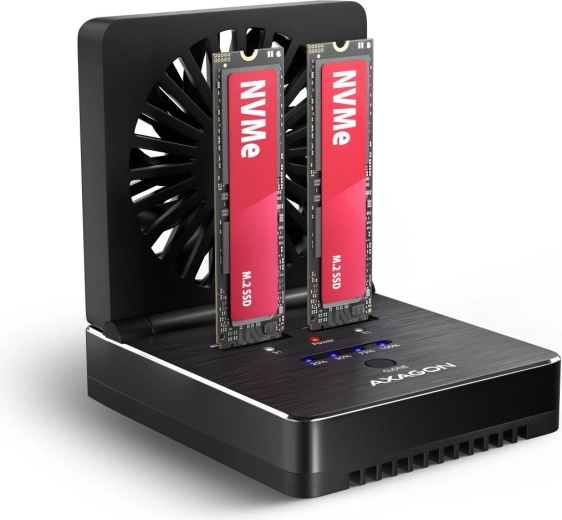 Axagon ADSA-M2C22 clone master estación de acoplamiento y clonación USB-C para 2× SSD M.2 NVMe/SATA 20Gb/s