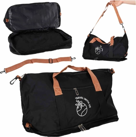 Bolsa de viaje y deportiva negra con compartimento inferior separado