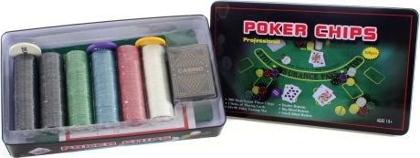 Gran set de póker en caja de hojalata