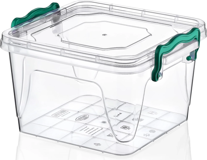 Caja cuadrada de plástico de 1,2 l con tapa