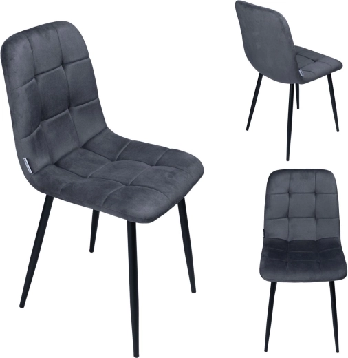 Silla de comedor tapizada de terciopelo en estilo loft, grafito - 1 unidad