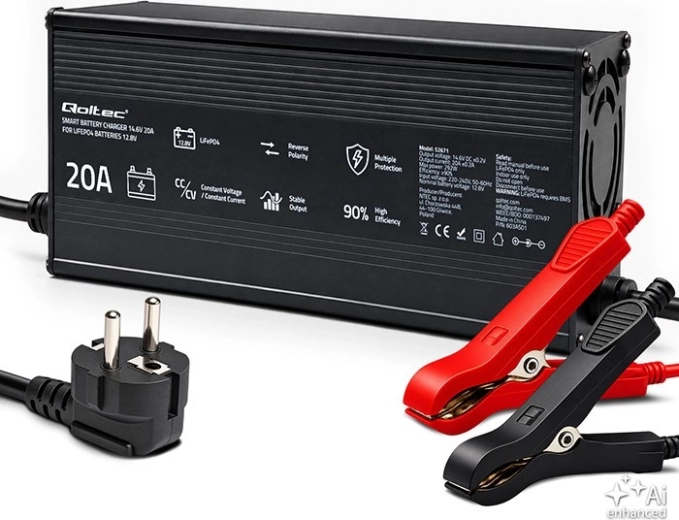 Cargador para acumuladores LiFePO4 de 12 V y 20 A con indicador LED