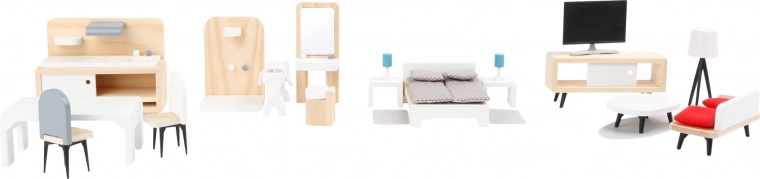 Small Foot juego completo de muebles para casa de muñecas en estilo escandinavo