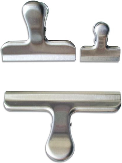 Clips de acero inoxidable para bolsas, set de 3 uds.