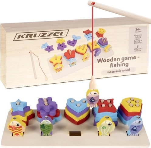 Kruzzel clasificador de formas de madera y juego de pesca de pececitos