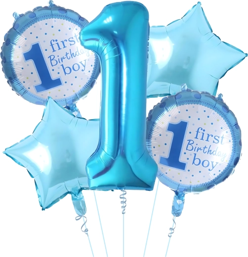 Globos para el primer cumpleaños de un niño – set de 5 uds con estrellitas