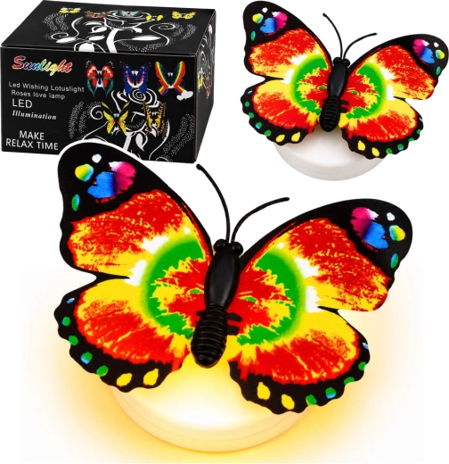 Mariposa LED luminosa – decoración autoadhesiva 6 × 5 cm