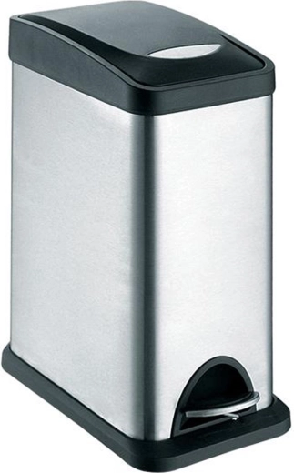Papelera de acero inoxidable con tapa de plástico 8 l