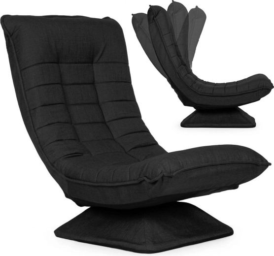 Sillón lounge giratorio con reclinación, negro, ModernHome