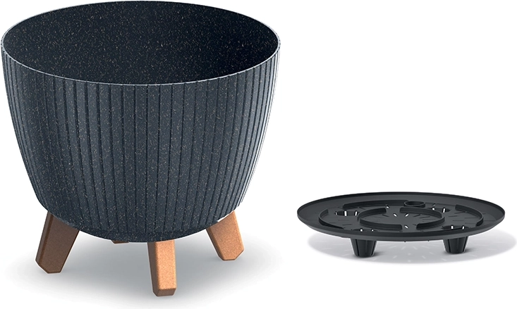 Maceta Lamia Eco Wood antracita 23,2 cm