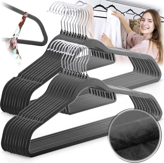 Juego de perchas de terciopelo para ropa 20 uds MASSIDO